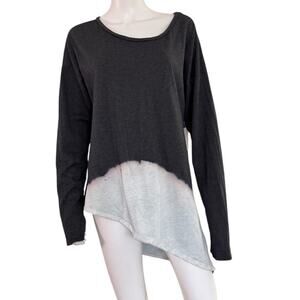 NEW GO COUTURE Gray White Hi-Low Pullover Tunic Top Size XL